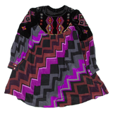 CLARA COUTURE Womens Printed Blouse Black Long Sleeve Crazy Pattern L