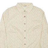 Womens Printed Shirt Beige Collared Long Sleeve Floral M