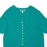 COLLECTION Womens Top Green V-Neck UK 14