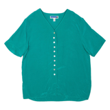 COLLECTION Womens Top Green V-Neck UK 14