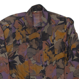 Womens Printed Blouse Brown High Neck Long Sleeve Floral M