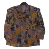 Womens Printed Blouse Brown High Neck Long Sleeve Floral M