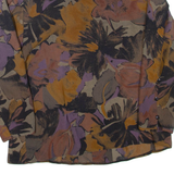 Womens Printed Blouse Brown High Neck Long Sleeve Floral M
