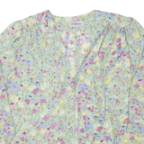 MODIANA Womens Printed Blouse Green V-Neck Long Sleeve Floral UK 20