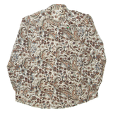 OVER STAR Womens Printed Shirt Brown Collared Long Sleeve Floral M