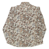 OVER STAR Womens Printed Shirt Brown Collared Long Sleeve Floral M