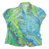 Womens Printed Shirt Green V-Neck Crazy Pattern M