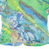 Womens Printed Shirt Green V-Neck Crazy Pattern M