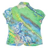 Womens Printed Shirt Green V-Neck Crazy Pattern M