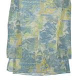 Sheer Womens Printed Top Green Long Sleeve Crazy Pattern M