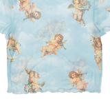 BERSHKA Sheer Womens Printed Top Blue M