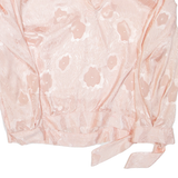 Womens Printed Blouse Pink V-Neck Long Sleeve L