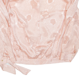 Womens Printed Blouse Pink V-Neck Long Sleeve L