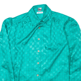 Womens Printed Blouse Green Collared Long Sleeve Check L