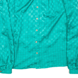 Womens Printed Blouse Green Collared Long Sleeve Check L