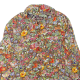 Womens Printed Blouse Brown Collared Long Sleeve Floral M