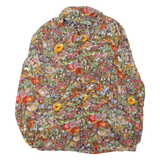 Womens Printed Blouse Brown Collared Long Sleeve Floral M