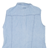 TEDDY'S JEANS Womens Shirt Blue Collared Sleeveless XL