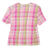 CAMELINE Womens Printed Blouse Pink V-Neck Check S