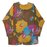 BENETTON Womens Printed Top Brown Long Sleeve Floral XL