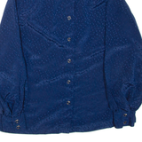 CALLORE Womens Printed Shirt Blue Collared Long Sleeve M