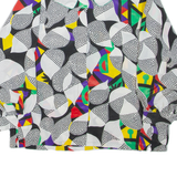 Womens Printed Blouse Black Collared Off Shoulder Crazy Pattern M