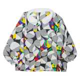 Womens Printed Blouse Black Collared Off Shoulder Crazy Pattern M