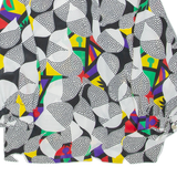 Womens Printed Blouse Black Collared Off Shoulder Crazy Pattern M