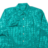 Womens Printed Shirt Green Collared Long Sleeve M