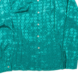 Womens Printed Shirt Green Collared Long Sleeve M