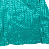 Womens Printed Shirt Green Collared Long Sleeve M