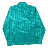 Womens Printed Shirt Green Collared Long Sleeve M