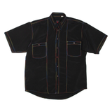 LECHE Womens Shirt Black Collared L