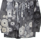 Sheer Womens Printed Top Grey V-Neck 3/4 Sleeve S