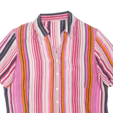 Womens Printed Shirt Pink Collared Striped M
