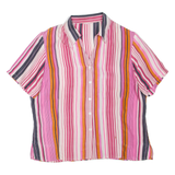 Womens Printed Shirt Pink Collared Striped M