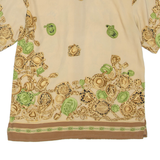 DAE HO Womens Printed Shirt Brown Collared Crazy Pattern L