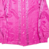 CANDA Womens Printed Shirt Pink Collared Long Sleeve Striped M