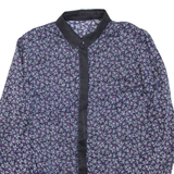 Womens Printed Shirt Purple Collared Long Sleeve M