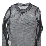 MORGAN Sheer Womens Top Black Long Sleeve M