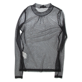 MORGAN Sheer Womens Top Black Long Sleeve M