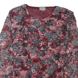 QUEENSWAY Womens Printed Top Red 3/4 Sleeve Floral M
