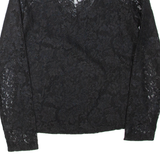 CHICOREE Lace Womens Top Black V-Neck Long Sleeve M