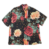 Womens Printed Shirt Black Collared Floral L