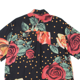 Womens Printed Shirt Black Collared Floral L