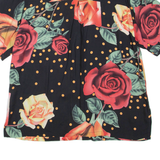Womens Printed Shirt Black Collared Floral L