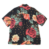 Womens Printed Shirt Black Collared Floral L