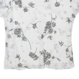 Womens Printed Top White V-Neck Floral S