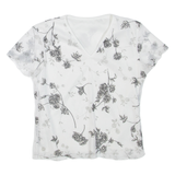 Womens Printed Top White V-Neck Floral S