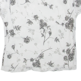 Womens Printed Top White V-Neck Floral S